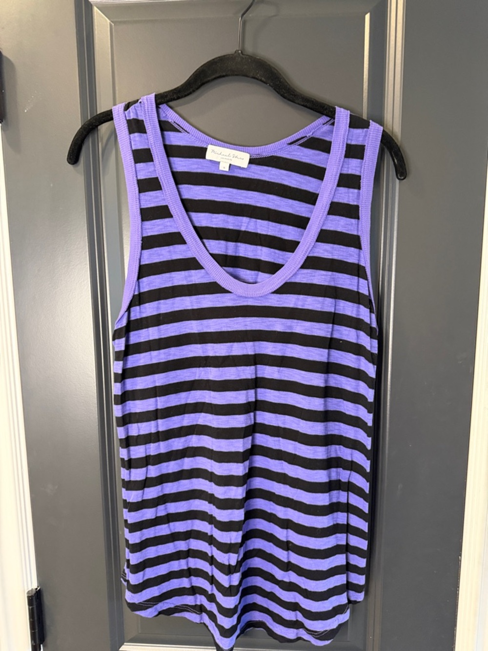 Michael Stars Purple & Black Striped Scoop Tank